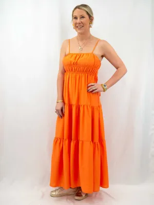 Tie Orange Maxi Dress