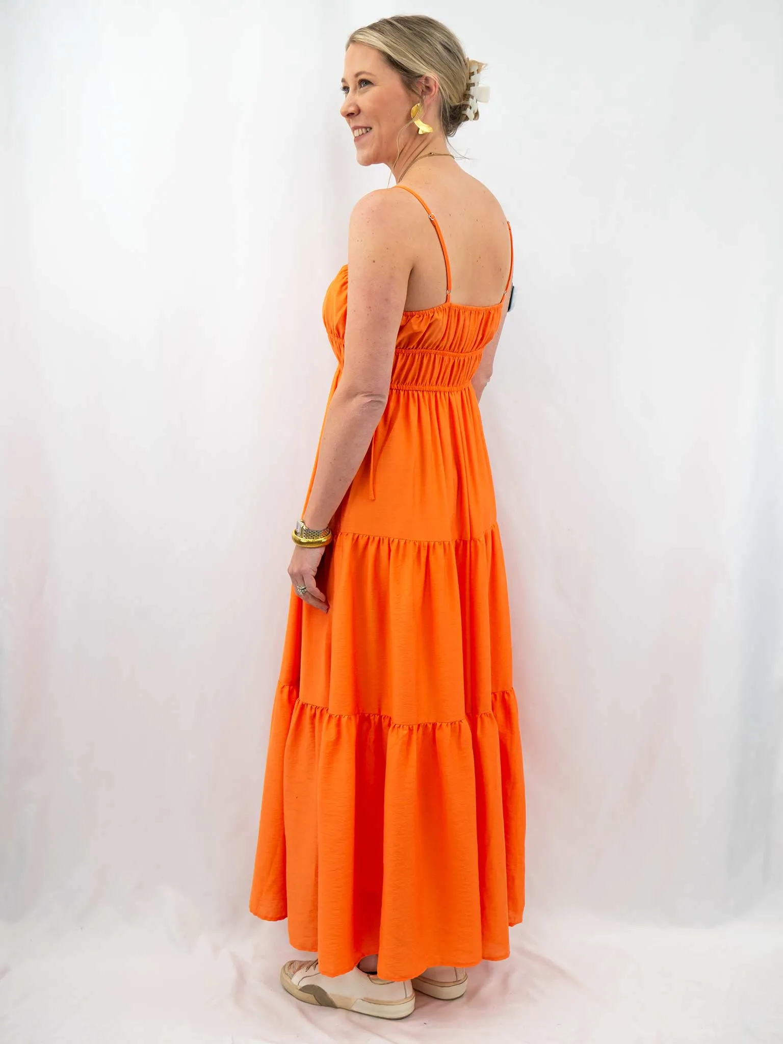 Tie Orange Maxi Dress