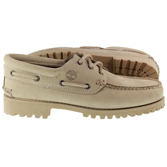 Timberland Boots Mens 3 Eye Lug Handsewn Boat Shoe Beige