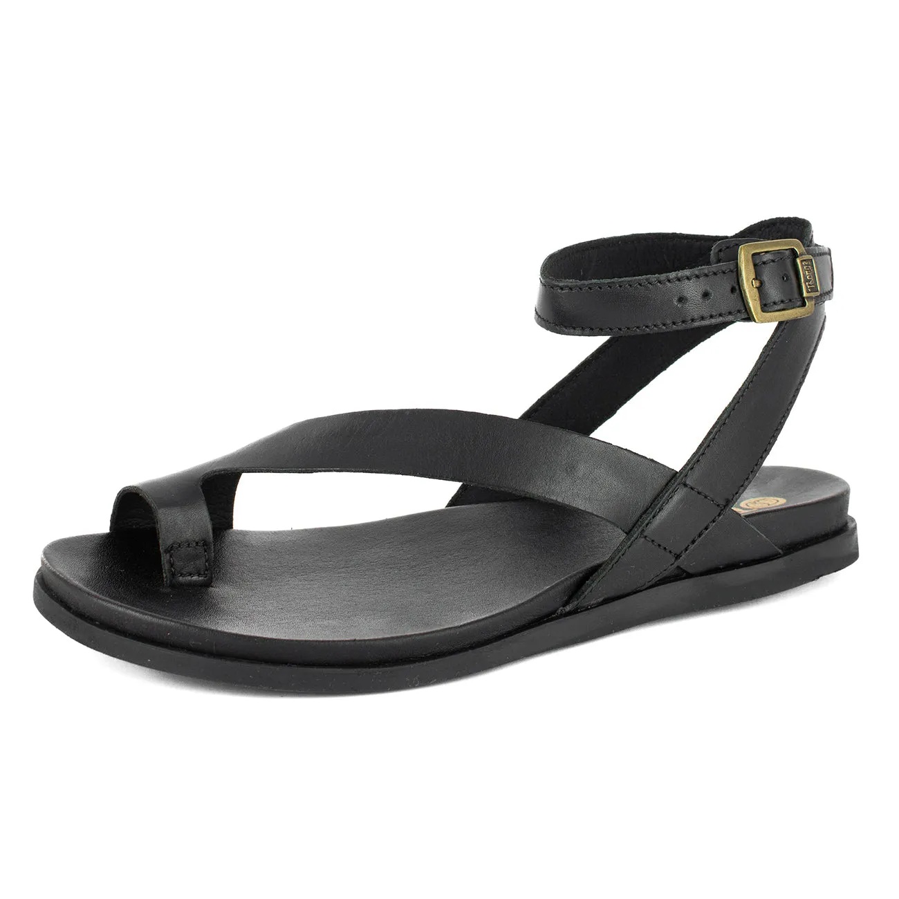 Ugalonci : Ladies Leather Sandal in Black Relaxa