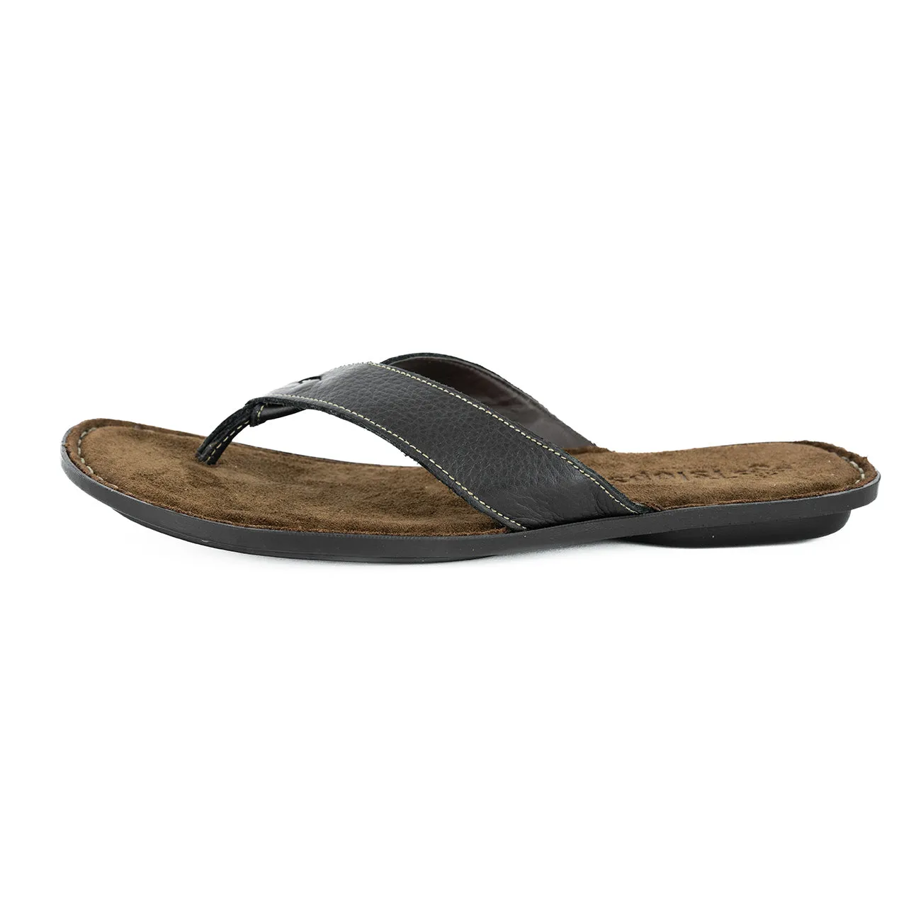 Umhlanga : Mens Leather Tslops Sandal in Black Natan