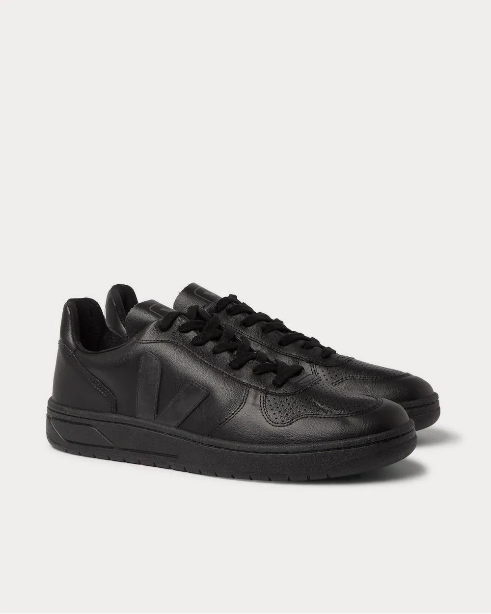 V-10 CWL Faux Leather  Black low top sneakers