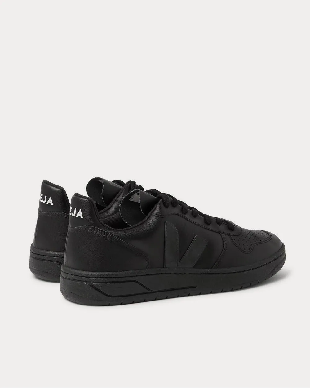 V-10 CWL Faux Leather  Black low top sneakers