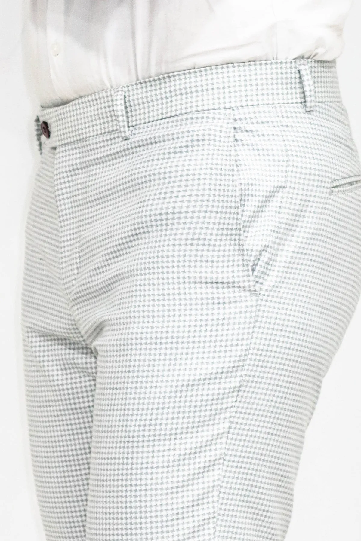 WSS Houndstooth Patterned Light Grey Men Pants  - Singen