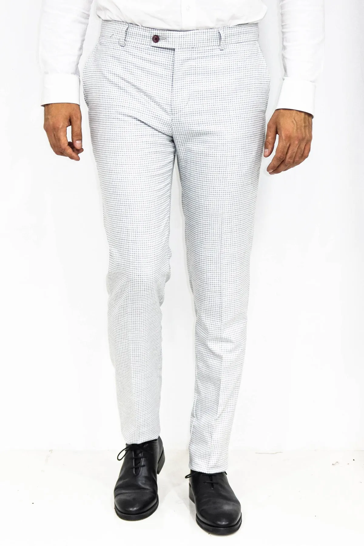 WSS Houndstooth Patterned Light Grey Men Pants  - Singen