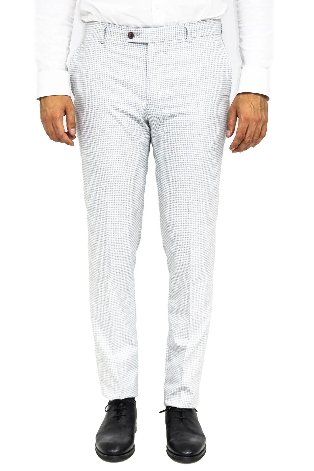 WSS Houndstooth Patterned Light Grey Men Pants  - Singen