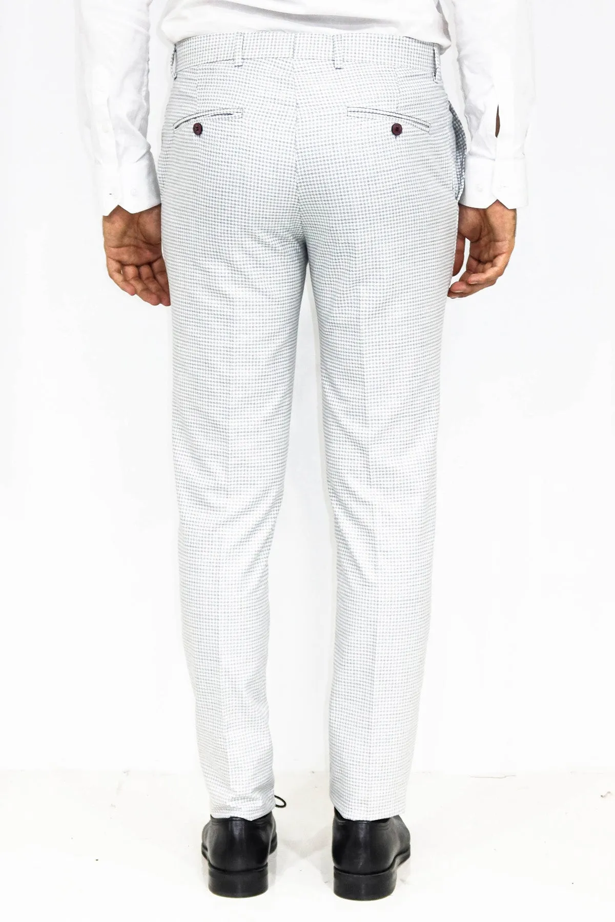 WSS Houndstooth Patterned Light Grey Men Pants  - Singen